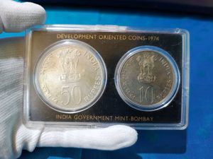 50 Rupees 10Rupees Coins UNC Set 1974 Rare