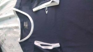 Navy Blue T-Shirt with White Trim