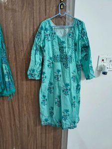 Cotton Sea Blue Kurta Set..