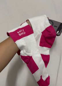 Striped Crew Socks - Pink &amp; White