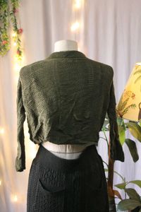 Olive Green Knit Cropped Cardigan