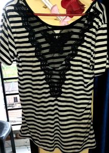 Striped Lace Butterfly Top