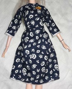 Navy Floral Print Midi Dress
