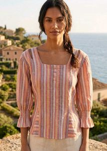 Unique Back-Design Striped Top with Flared Hem🎀