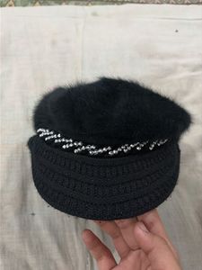 Chic Black Beanie Hat with Rhinestones