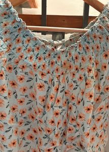 Cute Floral Off-Shoulder Smocked Top