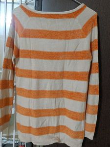 Orange Striped Knit Top