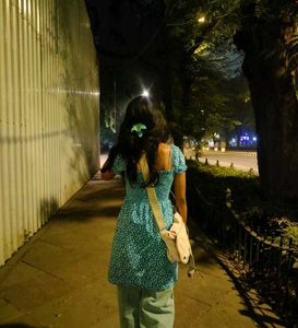 Blue Floral Print Summer Dress
