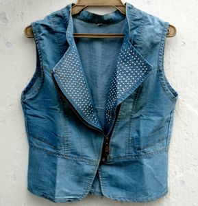 Blue Sleeveless Jacket