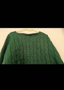 Green Cropped Knit Sweater