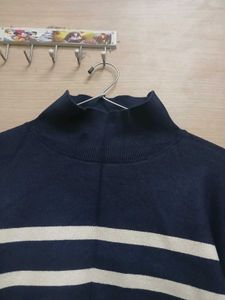 Striped Cropped Turtleneck Sweater