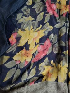 Beautiful Floral &amp; Polka Dot Saree with Blouse