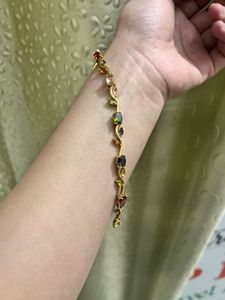 Elegant Gemstone &amp; Gold-Tone Bracelet