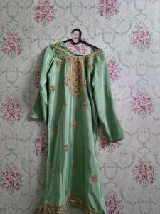 Festive Green Silk Kurta + Dupatta