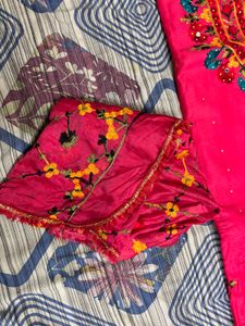 Vibrant Pink Embroidered unstitch suit with Dupatt