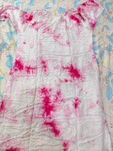 Pink &amp; White Tie-Dye Kurta