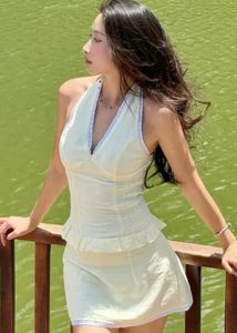 Co-ord set: Light Yellow Halter Neck and skirt