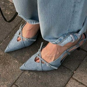 Zara Denim Slingback Heels