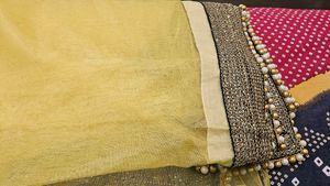 Net Saree With Heavy Pearl Border