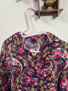 Vibrant Floral Print Button-Up Blouse