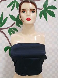 (100)Navy Blue Bandeau Top