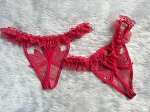 Sheer Pink Butterfly Thong Lingerie