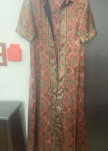 Elegant Ajrakh Print Full Length Shrug by Biba