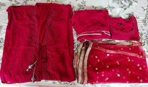 Stunning Red Embellished Kurta Set
