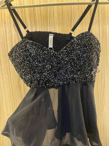 Black Embellished Camisole Top