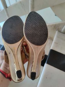 Elegant Gold Embellished Heeled Sandals