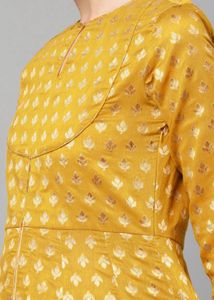 Vishudh Women Mustard Self Design Kurta nd Trouser