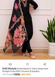Embroidered Black Kurta Set