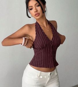 Striped Halter Neck Top