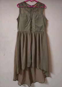 Chic Lace Collar High-Low Dress