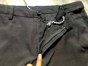 Black Straight-Leg Trousers with Drawstring