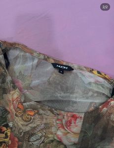 Vintage Floral Butterfly Mesh Top