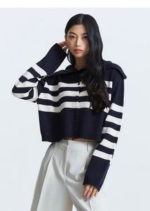 Mixxo Korean Sailor Collar Striped Cardigan – Cute
