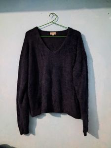 Cozy V-Neck Fuzzy Sweater