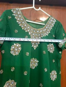 green dupatta set party wear