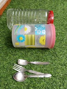 Used Cutlery Set and Container