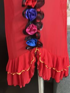 Vibrant Red Lace Trim Nightgown