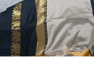Kerala Beige- Grey Cotton Silk Saree With Tag