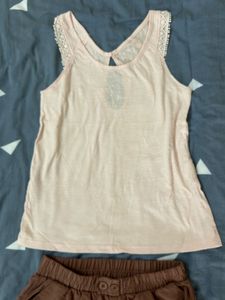 Pink Lace Trim Tank Top🦩💕
