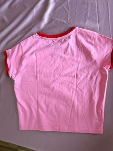 Pink Santa Monica Crew Ringer Tee