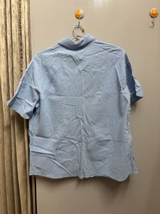 Light Blue Button-Down Shirt with shorts