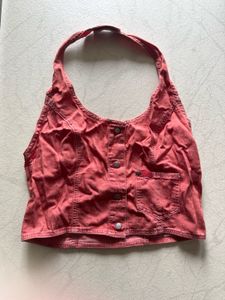 Red Halter Neck Crop Top