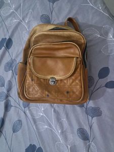 Stylish Brown Faux Leather Backpack