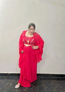 Vibrant hot pinkEmbellished indowestern dress