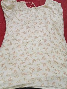 White Floral Print Kurti