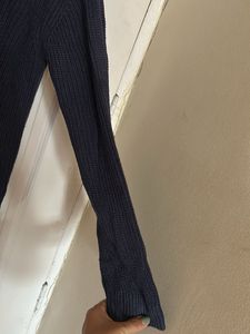 Men's Navy Blue Zip Neck Sweater